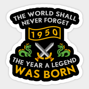 1950 The Year A Legend Was Born Dragons and Swords Design (Light) Sticker